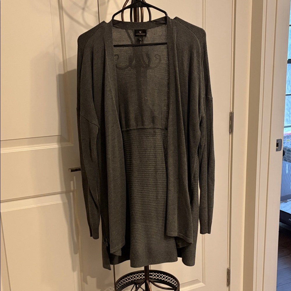 Worthington Charcoal Open-Front Cardigan